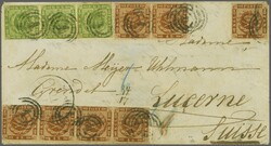 Postal routes to Switzerland; 1863 (Nov 1): Double rate Envelope from ...