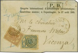 Postal routes to the Italian States, Kingdom of Italy; 1869 (Aug 16): ...
