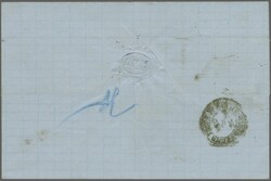 Russland 1865: 10 Rp. blau (2) und 30 Rp. zinnoberrot (2), vier ...