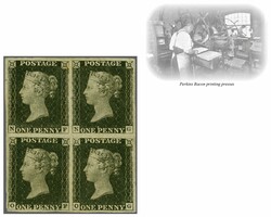 1840: 1d. black, plate 1b, lettered NF-OG, unused block of four, very ...