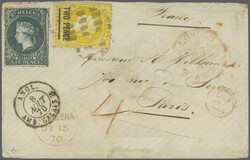 1861: 6 d. blue, rough perf. 14 to 16 and 1868 2 d. yellow, used on ...