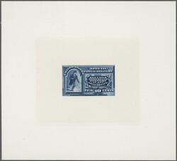 1888 10 c. Blue Issue 1888: 10 c. blue, die proof on India, sunk on ...
