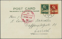 1929 (6. Okt.): 5. Schweiz-Fahrt Bordpostabgabe Friedrichshafen, ...