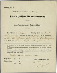 1851 (19. Jan.): Empfangsschein für Fahrpoststücke, gedrucktes ...