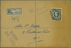 1939 (Oct 30): 10 s. dark blue, a single example used on registered ...