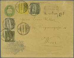 Österreich-Ungarn 1882: 15 Rp. gelb und 5 Rp. schwarzbraun auf ...