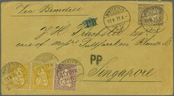 Singapur (Straits Settlements) 1871: 5 Rp. braun, 20 Rp. orange im ...