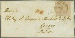 1853: 40 c. bright-rose, fair to good margins all round, sheet margin ...