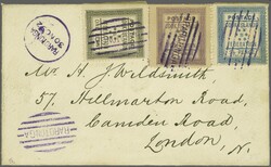 1892: 1 d. black, 1½ d. mauve and 2½ d. blue, all used on 1892 ...