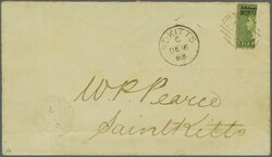 Stamps of Antigua Overprinted 1876/83: 6 d. green, wmk. Crown CC, ...