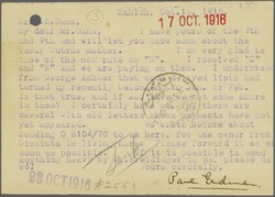 1914: Turkey 10 pa. green vertical pair, one with file hole, used ...