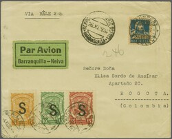 Scadta 1926 (4. Nov.): Brief mit daktylographiertem Leitvermerk "Via ...