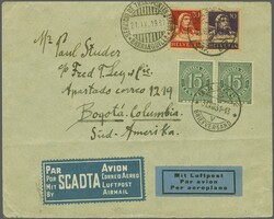 Scadta, Golddollar-Ausgabe 1931 (31. Aug.): Brief ab "Basel 2 Brf. ...