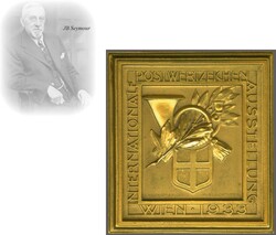WIPA 1933: Goldene Plakette, rücks. graviert "J. B. SEYMOUR / LONDON ...