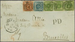 Postal Routes to Belgium; 1863 (Nov 29): Envelope from Copenhagen to ...