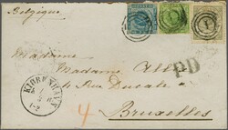Postal Routes to Belgium; 1865 (March 13): Envelope from Copenhagen ...