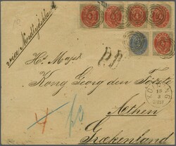 Postal routes to Greece; 1872 (March 15): Envelope from Kolding to ...