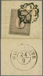 Zürich 6, Type V, die 5. Marke des Hunderterbogens, farbfr. und ...