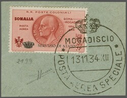 1934: 25 +2 Lire Airpost semipostal with overprint 'SERVIZIO DI ...