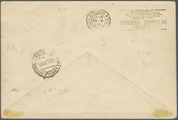 1933: Crociera Zeppelin, full set on registered envelope from Rhodes, ...