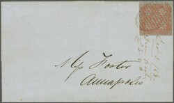 1851/60: 3 d. dull red, blued paper, no wmk., imperforate, a used ...