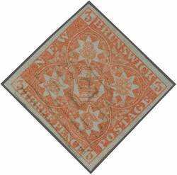 1851/60: 3 d. dull red, a used example with large margins all round, ...