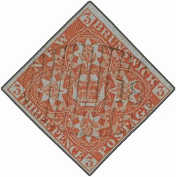 1851/60: 3 d. bright red, a used example with good to large margins ...