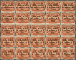 1919 (June 9): Airmail to Halfax, 35 c. red, the unused complete pane ...