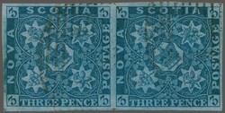 1851/60: 3 d. bright blue on deeply blued paper, a used horizontal ...