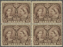1897 (June 19): Jubilee 10 c. purple, an unused block of four, of ...