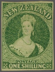 John Davies GPO Auckland. 1862/64: Chalon Head 1 s. yellow-green, ...