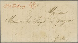 Fribourg 1849 (14. Sept.): "R.te de Fribourg", kursiver Stabstp. in ...