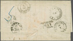 Schweden 1853 (25. April): Portobrief von St. Blaise nach Stockholm, ...
