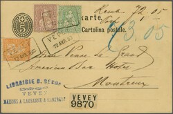 1863: 20 Rp. orange, 1868: 25 Rp. grün und 1867: 50 Rp. lila, drei ...