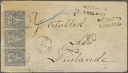 Finnland 1873: 30 Rp. ultramarin im waagr. Dreierstreifen, farbfr. ...