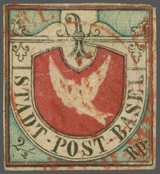 Basler Taube der zweiten Auflage, farbfr. und allseits weissrandig ...