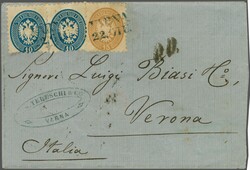 Via the Varna - Ruschuk railway line, 1867 (June 22): Cover from ...