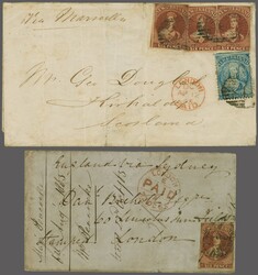 1863-1870 P&amp;O Express Premium Route 1863: Imperforate 6 d. ...
