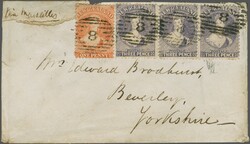 Dec 1868 - March 1870 P&amp;O Route via Suez & Marseille 1864/71: 1 d ...