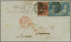Mails to Europe - France 1862/64: 2 d., perf. 13, two examples, and ...