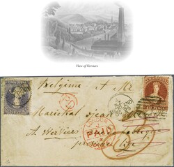 Mails to Europe - Belgium 1864/67: 3 d. lilac and 6 d. red-brown used ...