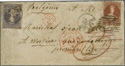 Mails to Europe - Belgium 1864/67: 3 d. lilac and 6 d. red-brown used ...