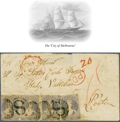 Mail to Europe - Italy 1864/71: 3 d. lilac, perf. 12½, a single ...