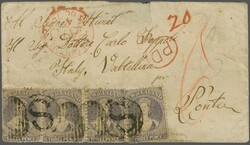 Mail to Europe - Italy 1864/71: 3 d. lilac, perf. 12½, a single ...