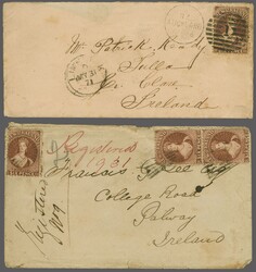 Mails to Europe - Ireland 1864/71: Covers (2) each at single rate to ...