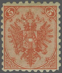 1890/94: Lithographed 5 kr. red, perf. 9¼, an unused example of good ...