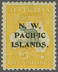 North West Pacific Islands 1915/16: 5 s. grey & yellow, overprint ...