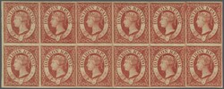 1859 (June 15): 2 d. carmine, wmk. 1, an unused block of twelve (6 x ...