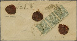Sandjak Diraç 1890: Turkey 1 pi. blue, a horizontal strip of three ...
