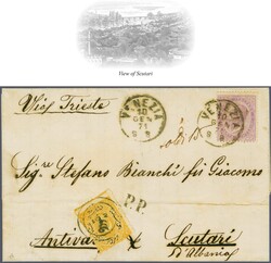 Sandjak Işkodra 1863: Italy 60 c. lilac used on 1871 cover from ...